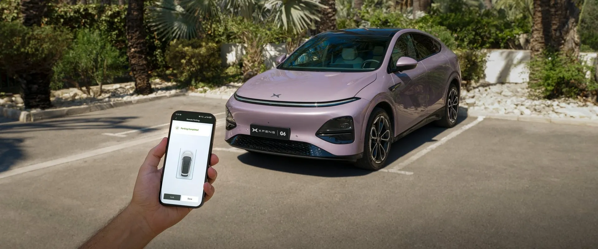 Parqueo autónomo del XPENG G6 activado desde el celular