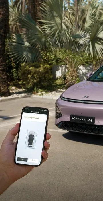Parqueo autónomo del XPENG G6 activado desde el celular